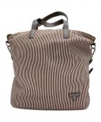 PRADAプラダ）の古着「2WAYストライプキャンバスバッグ」｜ブラウン