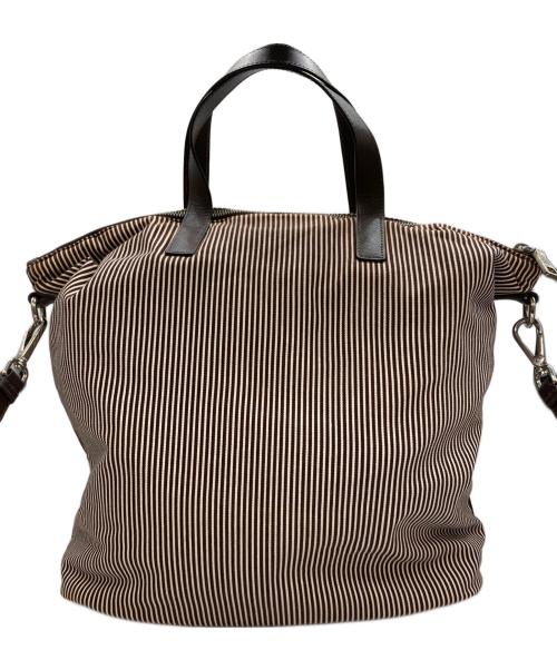 PRADA（プラダ）PRADA (プラダ) 2WAYストライプキャンバスバッグ ブラウン サイズ:-の古着・服飾アイテム
