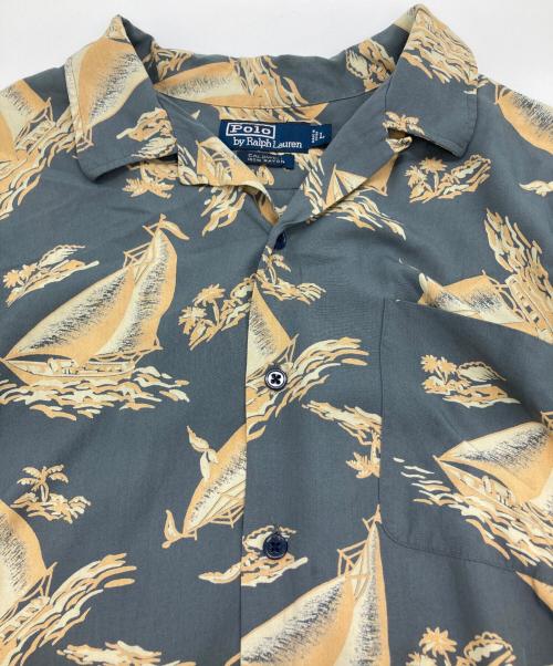 POLO RALPH LAUREN（ポロ・ラルフローレン）POLO RALPH LAUREN (ポロ・ラルフローレン) CALDWELL/レーヨンアロハシャツ ネイビー×オレンジ サイズ:Ｌの古着・服飾アイテム