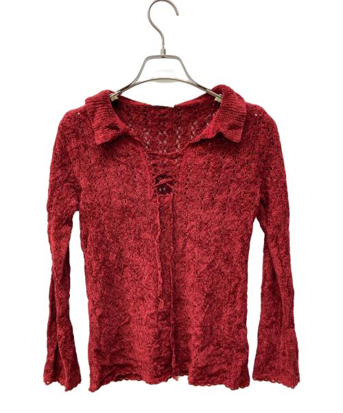 hysterics（ヒステリックス）hysterics (ヒステリックス) レースアップニット レッド サイズ:FREEの古着・服飾アイテム