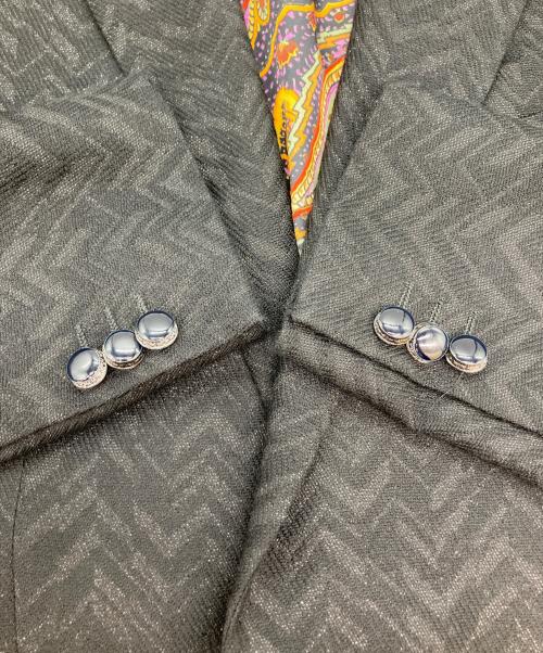 ETRO（エトロ）ETRO (エトロ) ペイズリーライニングラメテーラードジャケット ブラック サイズ:48の古着・服飾アイテム