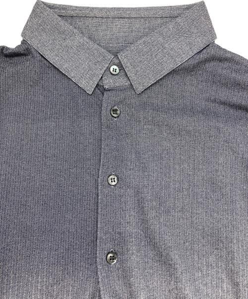 GIORGIO ARMANI（ジョルジョアルマーニ）GIORGIO ARMANI (ジョルジョアルマーニ) ヘリンボーン織シャツ ネイビー サイズ:44 180/12Aの古着・服飾アイテム
