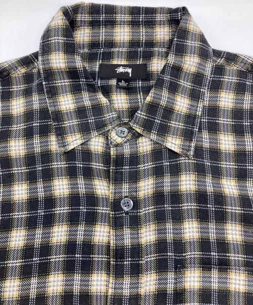 stussy（ステューシー）stussy (ステューシー) MATTHEW SHIRT PRINTED PLAID/チェックシャツ ブラック×イエロー サイズ:Lの古着・服飾アイテム