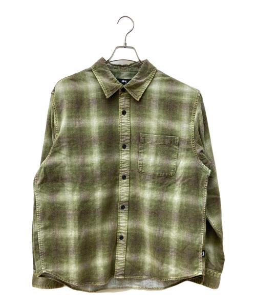 stussy（ステューシー）stussy (ステューシー) ROCCO FLANNEL PLAID SHIRT/チェックネルシャツ カーキ サイズ:Ｌの古着・服飾アイテム