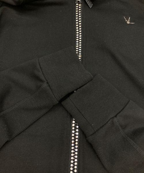 1piu1uguale3（ウノピュウノウグァーレトレ）1piu1uguale3 (ウノピュウノウグァーレトレ) ラインストーンジップパーカー ブラック サイズ:Ｍの古着・服飾アイテム