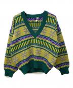 Christian Dior Sportsクリスチャン ディオールスポーツ）の古着「Vネックニット」｜グリーン×イエロー