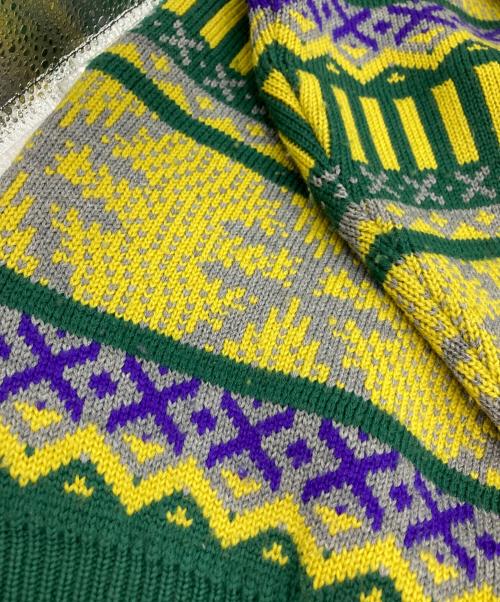 Christian Dior Sports（クリスチャン ディオールスポーツ）Christian Dior Sports (クリスチャン ディオールスポーツ) Vネックニット グリーン×イエロー サイズ:Lの古着・服飾アイテム