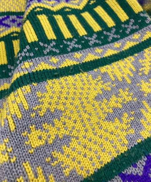 Christian Dior Sports（クリスチャン ディオールスポーツ）Christian Dior Sports (クリスチャン ディオールスポーツ) Vネックニット グリーン×イエロー サイズ:Lの古着・服飾アイテム