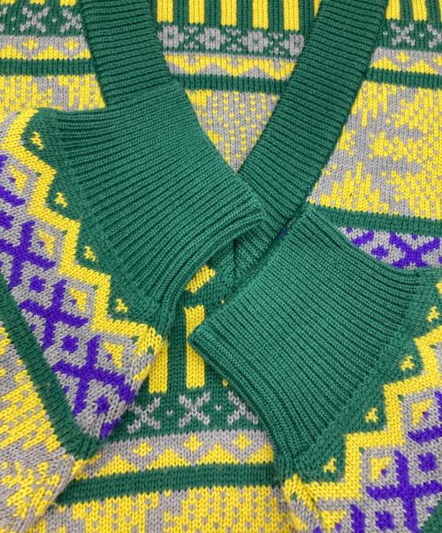 Christian Dior Sports（クリスチャン ディオールスポーツ）Christian Dior Sports (クリスチャン ディオールスポーツ) Vネックニット グリーン×イエロー サイズ:Lの古着・服飾アイテム