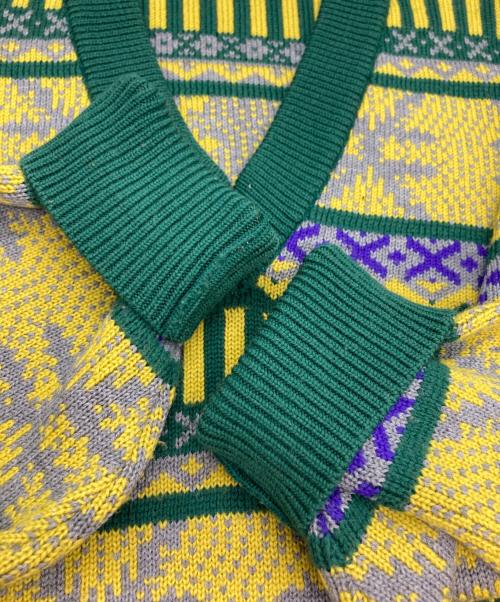 Christian Dior Sports（クリスチャン ディオールスポーツ）Christian Dior Sports (クリスチャン ディオールスポーツ) Vネックニット グリーン×イエロー サイズ:Lの古着・服飾アイテム