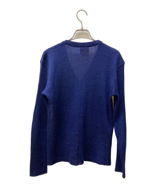 courreges（クレージュ）courreges (クレージュ) ロゴ刺繍リブ編みカーディガン ネイビー サイズ:不明の古着・服飾アイテム