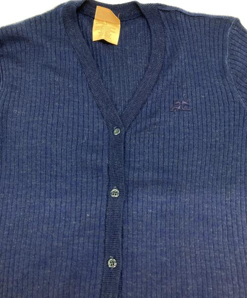 courreges（クレージュ）courreges (クレージュ) ロゴ刺繍リブ編みカーディガン ネイビー サイズ:不明の古着・服飾アイテム
