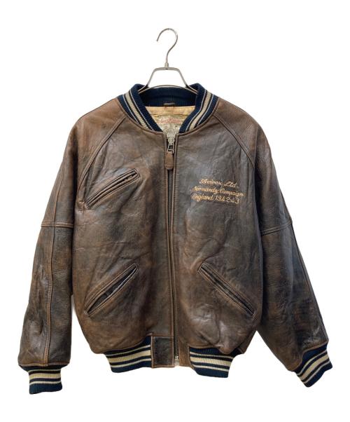 AVIREX（アヴィレックス）AVIREX (アヴィレックス) レザースタジャン ブラウン サイズ:Sの古着・服飾アイテム