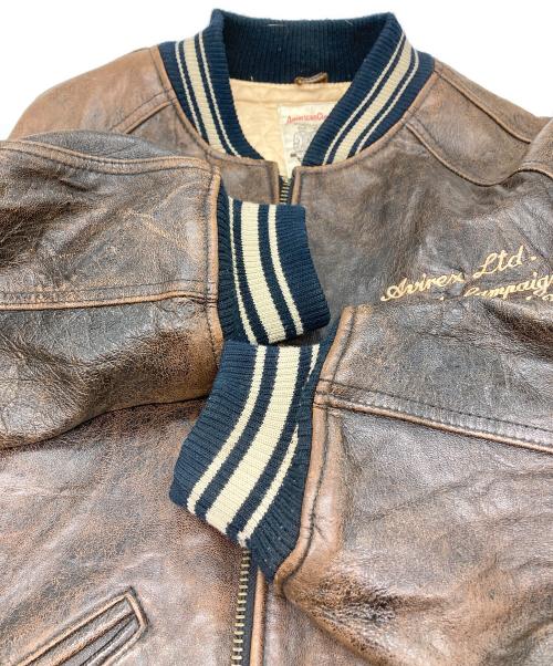 AVIREX（アヴィレックス）AVIREX (アヴィレックス) レザースタジャン ブラウン サイズ:Sの古着・服飾アイテム