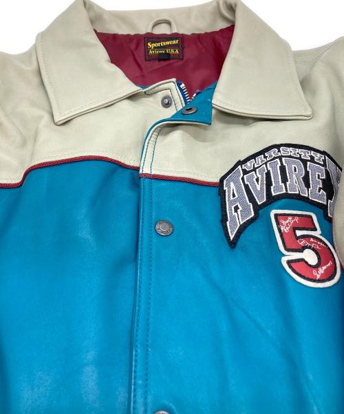 AVIREX（アヴィレックス）AVIREX (アヴィレックス) ラムレザージャケット ブルー×グリーン サイズ:Lの古着・服飾アイテム