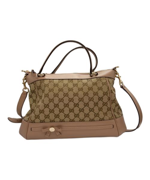 GUCCI（グッチ）GUCCI (グッチ) GGキャンバス2WAYバッグ ピンクの古着・服飾アイテム