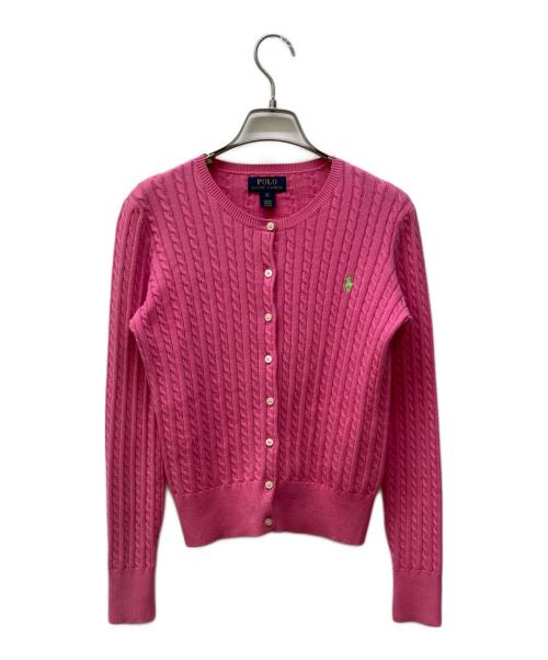 POLO RALPH LAUREN（ポロ・ラルフローレン）POLO RALPH LAUREN (ポロ・ラルフローレン) ケーブルニットカーディガン ピンク サイズ:XL(16)の古着・服飾アイテム