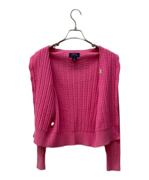 POLO RALPH LAUREN（ポロ・ラルフローレン）POLO RALPH LAUREN (ポロ・ラルフローレン) ケーブルニットカーディガン ピンク サイズ:XL(16)の古着・服飾アイテム
