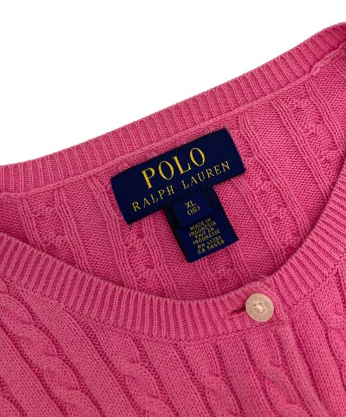 POLO RALPH LAUREN（ポロ・ラルフローレン）POLO RALPH LAUREN (ポロ・ラルフローレン) ケーブルニットカーディガン ピンク サイズ:XL(16)の古着・服飾アイテム