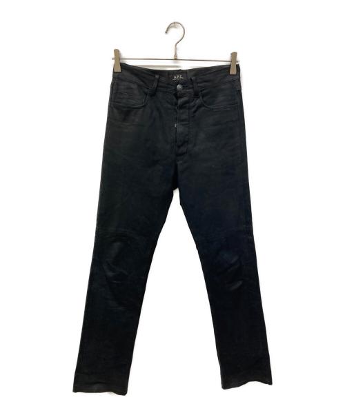 A.P.C.（アーペーセー）A.P.C. (アーペーセー) コーティングカウレザーパンツ ブラック サイズ:71㎝（W28）の古着・服飾アイテム