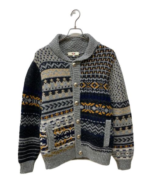 VAN（ヴァン）VAN (ヴァン) カウチンニットカーディガン グレー サイズ:Ｍの古着・服飾アイテム