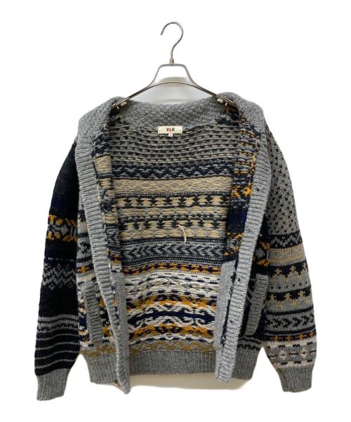 VAN（ヴァン）VAN (ヴァン) カウチンニットカーディガン グレー サイズ:Ｍの古着・服飾アイテム