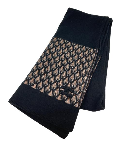 CHANEL（シャネル）CHANEL (シャネル) ココマークカシミヤブレンドマフラー ブラックの古着・服飾アイテム