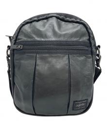 PORTER（ポーター）の古着「オールレザーショルダーバッグ」｜ブラック