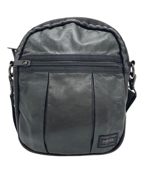 PORTER（ポーター）PORTER (ポーター) オールレザーショルダーバッグ ブラックの古着・服飾アイテム