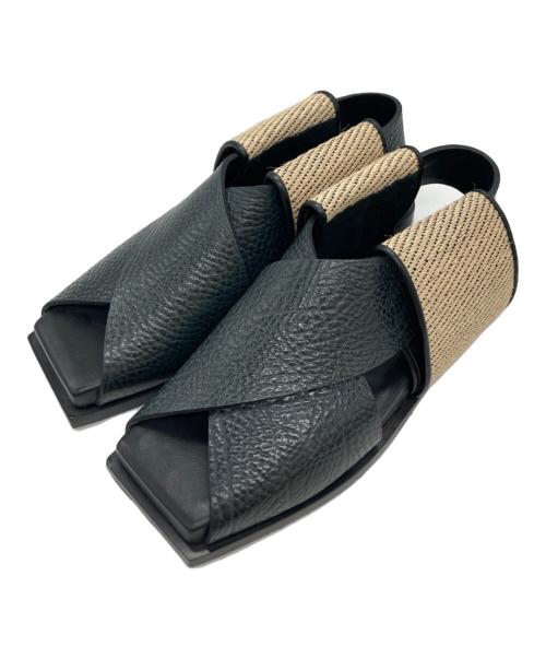 Acne studios（アクネ ストゥディオス）Acne studios (アクネ ストゥディオス) スクエアトゥサンダル ブラック サイズ:36の古着・服飾アイテム