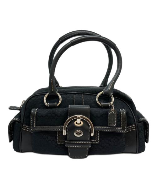 COACH（コーチ）COACH (コーチ) レザーコンビシグネチャーハンドバッグ ブラックの古着・服飾アイテム