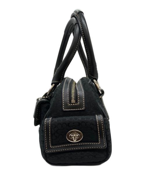 COACH（コーチ）COACH (コーチ) レザーコンビシグネチャーハンドバッグ ブラックの古着・服飾アイテム