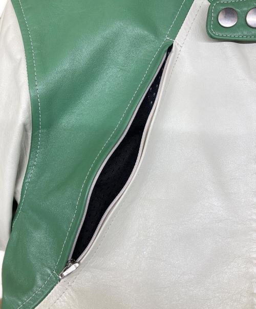 HAROLD'S GEAR（ハロルズギア）harold's gear (ハロルズギア) シングルライダースジャケット グリーン サイズ:Lの古着・服飾アイテム