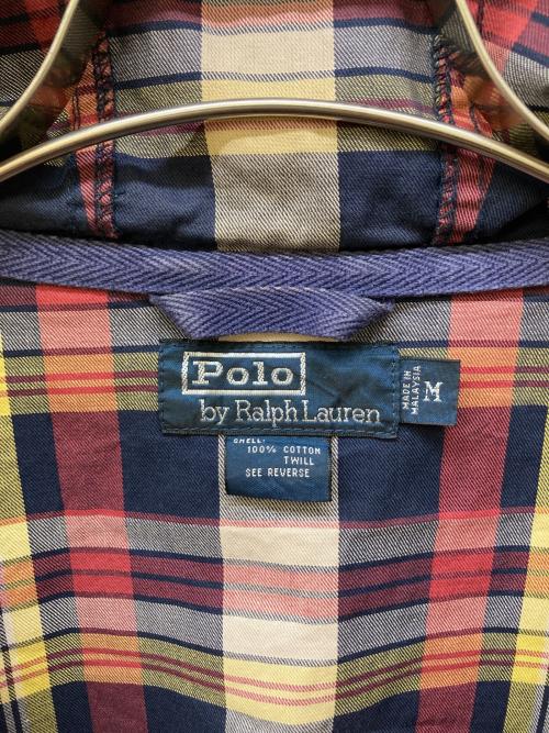 POLO RALPH LAUREN（ポロ・ラルフローレン）POLO RALPH LAUREN (ポロ・ラルフローレン) コットンツイルチェックアノラックパーカー ネイビー×レッド サイズ:Mの古着・服飾アイテム
