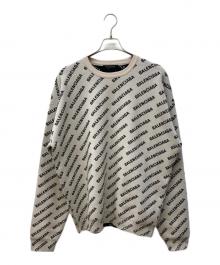 BALENCIAGA（バレンシアガ）の古着「オールオーバーロゴニット」｜アイボリー×ブラック