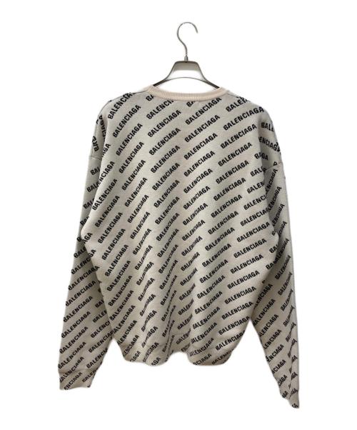 BALENCIAGA（バレンシアガ）BALENCIAGA (バレンシアガ) オールオーバーロゴニット アイボリー×ブラック サイズ:Lの古着・服飾アイテム