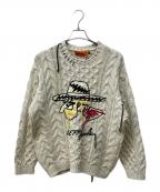 Left Aloneレフトアローン）の古着「ICON ALAN KNIT/ローゲージ刺繍ニット」｜アイボリー