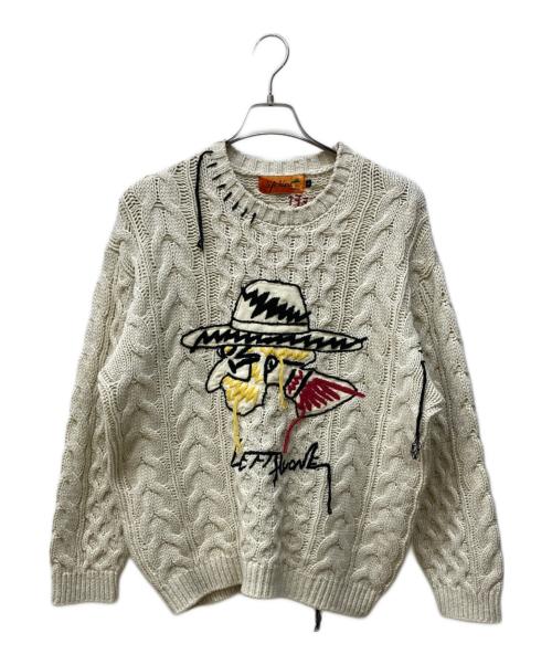 Left Alone（レフトアローン）Left Alone (レフトアローン) ICON ALAN KNIT/ローゲージ刺繍ニット アイボリー サイズ:Lの古着・服飾アイテム