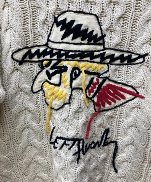 Left Alone（レフトアローン）Left Alone (レフトアローン) ICON ALAN KNIT/ローゲージ刺繍ニット アイボリー サイズ:Lの古着・服飾アイテム