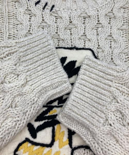 Left Alone（レフトアローン）Left Alone (レフトアローン) ICON ALAN KNIT/ローゲージ刺繍ニット アイボリー サイズ:Lの古着・服飾アイテム