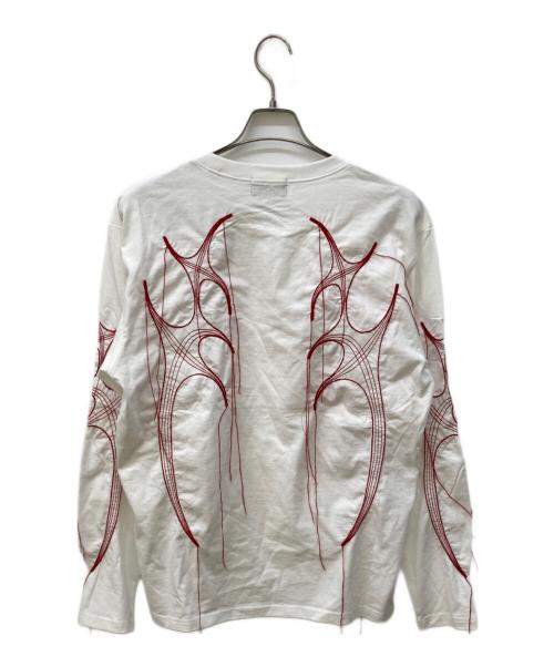 THUG CLUB（サグ クラブ）THUG CLUB (サグ クラブ) TRIBAL TREE SLEEVE TEE/ロングスリーブカットソー ホワイト×レッド サイズ:2の古着・服飾アイテム