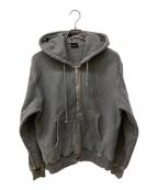 stussyステューシー）の古着「Buana Pigment Dyed Hoodie/ジップパーカー」｜グレー