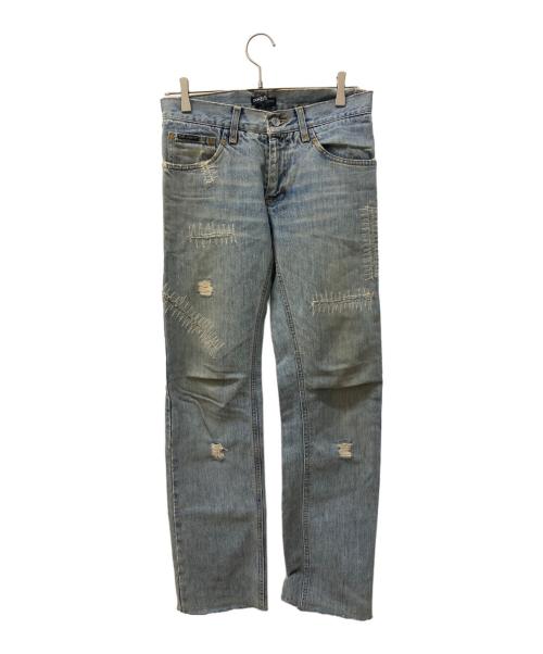 DOLCE & GABBANA（ドルチェ＆ガッバーナ）DOLCE & GABBANA (ドルチェ＆ガッバーナ) ステッチデザインデニムパンツ インディゴ サイズ:44の古着・服飾アイテム