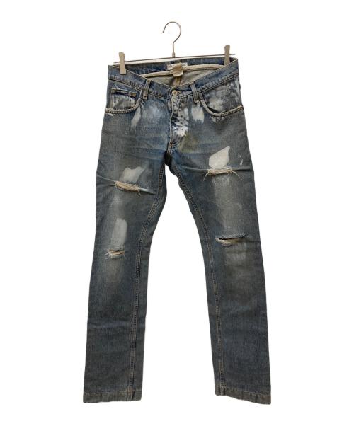 DOLCE & GABBANA（ドルチェ＆ガッバーナ）DOLCE & GABBANA (ドルチェ＆ガッバーナ) ブリーチ加工デニムパンツ インディゴ サイズ:44の古着・服飾アイテム