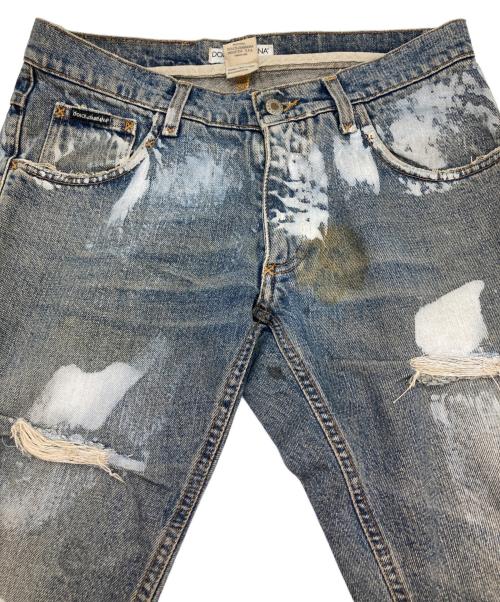 DOLCE & GABBANA（ドルチェ＆ガッバーナ）DOLCE & GABBANA (ドルチェ＆ガッバーナ) ブリーチ加工デニムパンツ インディゴ サイズ:44の古着・服飾アイテム