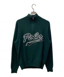 POLO RALPH LAUREN（ポロ・ラルフローレン）の古着「ハーフジップニット」｜グリーン