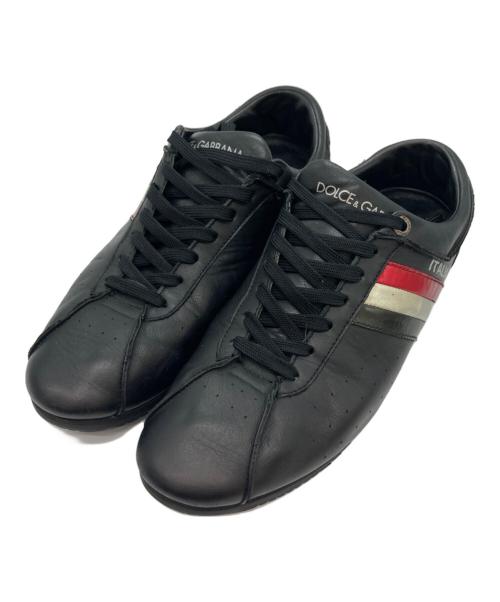 DOLCE & GABBANA（ドルチェ＆ガッバーナ）DOLCE & GABBANA (ドルチェ＆ガッバーナ) レザーローカットスニーカー ブラック サイズ:UK9の古着・服飾アイテム