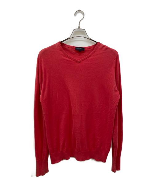 JOHN SMEDLEY（ジョンスメドレー）JOHN SMEDLEY (ジョンスメドレー) Vネックシーアイランドコットンニット レッド サイズ:Sの古着・服飾アイテム