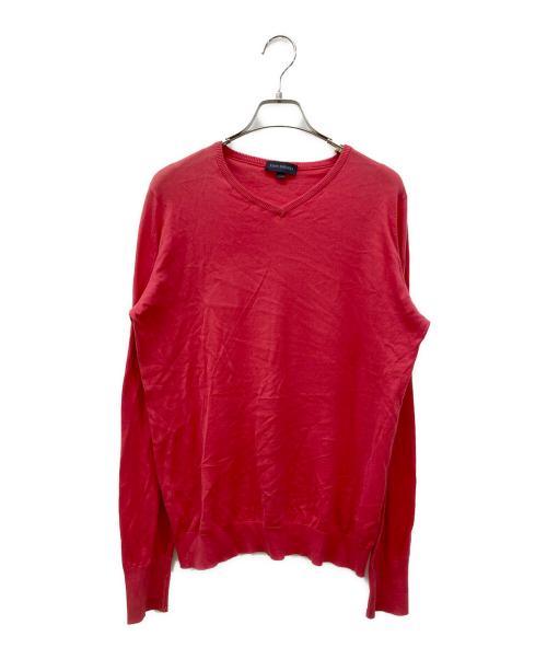 JOHN SMEDLEY（ジョンスメドレー）JOHN SMEDLEY (ジョンスメドレー) Vネックシーアイランドコットンニット レッド サイズ:Sの古着・服飾アイテム