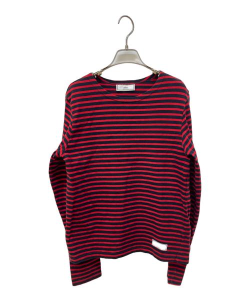 AMI Alexandre Mattiussi（アミアレクサンドルマテュッシ）AMI Alexandre Mattiussi (アミアレクサンドルマテュッシ) ボーダーカットソー ブラック×レッド サイズ:Sの古着・服飾アイテム